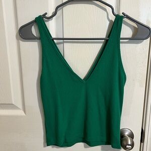 Green v-neck tank top